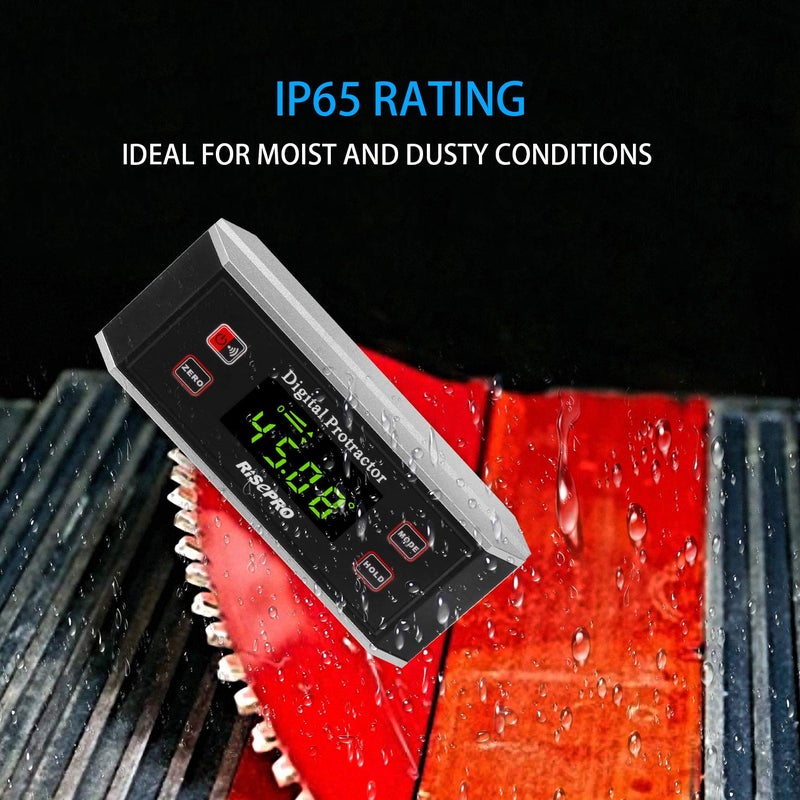 RISEPRO Inclinometer, RISEPROÂ® Digital Protractor Angle Finder Level Inclinometer Magnetic V-Groove 0~360 degree with Backlight 82413B - Image 3